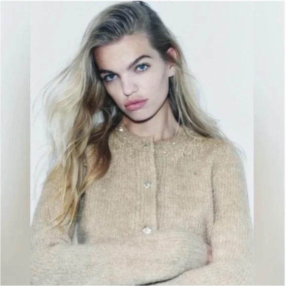 ZARA JEWEL BEADED KNIT CARDIGAN - Picture 4 of 9